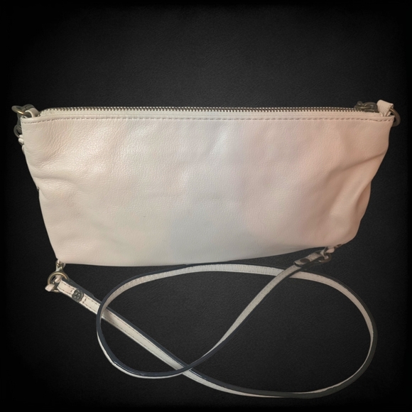 Elliott Lucca Ivory Leather Crossbody Bag Slim Shoulder Purse Minimalist Neutral - Picture 9 of 15